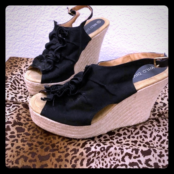 Peep Toe Espradrille Wedges - Picture 1 of 1